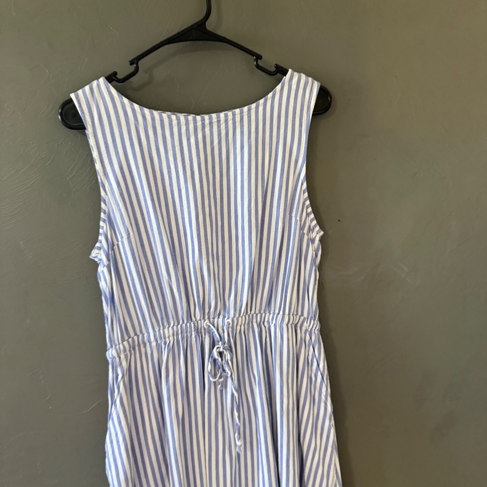 Beachlunchlounge‎ Blue White Striped Midi Dress Sleeveless Cutout  M Lagen Light - Picture 2 of 10